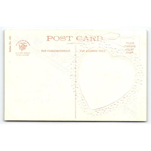 Ellen Clapsaddle Valentine Greeting Postcard Little Girl Lace Heart Embossed - Picture 2 of 2